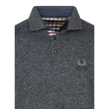 Sweat anthracite moucheté avec un col polo et...