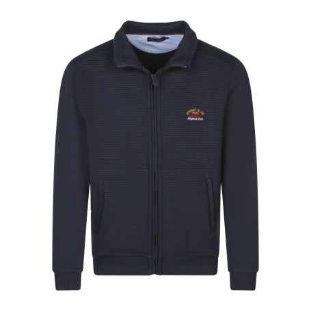 Sweat marine côtelé avec un col montant zippé...