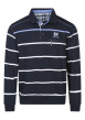 Thumbnail Sweat marine avec rayures blanches et bleues et un col polo avec boutons