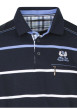 Thumbnail Sweat marine avec rayures blanches et bleues et un col polo avec boutons - Image 3