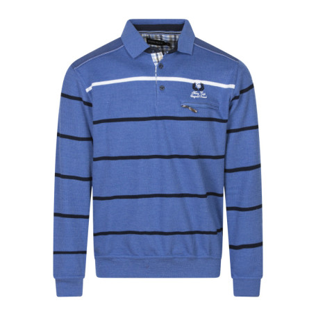 Sweat bleu à rayure avec une coupe droite et un...