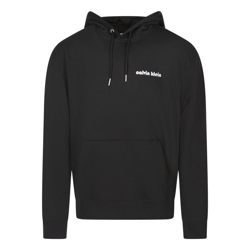 Calvin Klein Jeans - Sweat Noir Uni à Coupe Droite Avec Un Col à Capuche Et Imprimé Logo - Noir Calvin Klein Jeans - Sweat Noir Uni à Coupe Droite Avec Un Col à Capuche Et Imprimé Logo - Noir