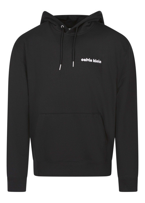 Sweat noir uni à coupe droite avec un col à capuche et imprimé logo