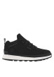 Thumbnail Sneakers en cuir noires à talon plat avec des lacets ronds et logo embossé