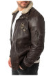 Thumbnail Blouson en cuir de mouton brun uni avec une coupe droite et un col à revers - Image 2
