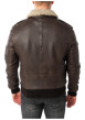 Thumbnail Blouson en cuir de mouton brun uni avec une coupe droite et un col à revers - Image 3