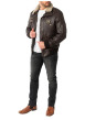 Thumbnail Blouson en cuir de mouton brun uni avec une coupe droite et un col à revers - Image 5