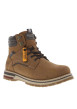 Thumbnail Bottines miel à talon plat avec un zip et des lacets ronds et logo embossé - Image 3