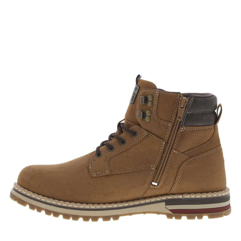 Dockers - Bottines Miel à Talon Plat Avec Un Zip Et Des Lacets Ronds Et Logo Embossé - Miel Dockers - Bottines Miel à Talon Plat Avec Un Zip Et Des Lacets Ronds Et Logo Embossé - Miel