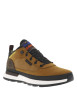 Thumbnail Sneakers en cuir brunes à talon plat avec des lacets ronds avec logo embossé - Image 4
