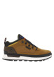 Thumbnail Sneakers en cuir brunes à talon plat avec des lacets ronds avec logo embossé