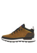Thumbnail Sneakers en cuir brunes à talon plat avec des lacets ronds avec logo embossé - Image 3