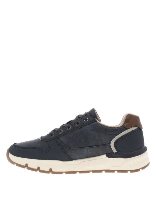 Baskets bleu marine à talon plat avec des lacets et un zip latéral