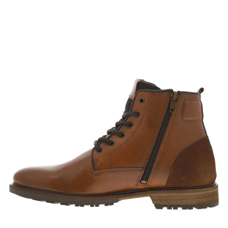 Bottines tan en cuir à talon décroché bas avec...