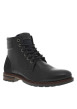 Thumbnail Bottines en cuir noires à talon plat avec un zip et des lacets ronds - Image 3