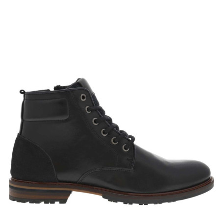 Bottines en cuir noires à talon plat avec un...
