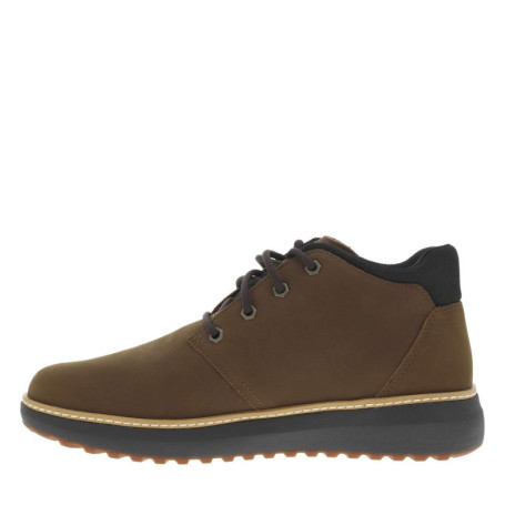 Bottines en cuir brunes et marine à talon plat...