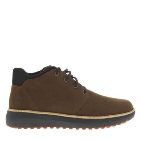 Bottines en cuir brunes et marine à talon plat...