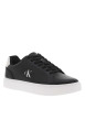 Thumbnail Tennis en cuir noires à talon plat avec des lacets et logo blanc - Image 3