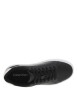 Thumbnail Tennis en cuir noires à talon plat avec des lacets et logo blanc - Image 4