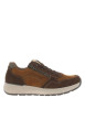 Thumbnail Sneakers en cuir marron à talon plat avec des lacets et un zip latéral