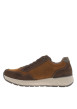 Thumbnail Sneakers en cuir marron à talon plat avec des lacets et un zip latéral - Image 2