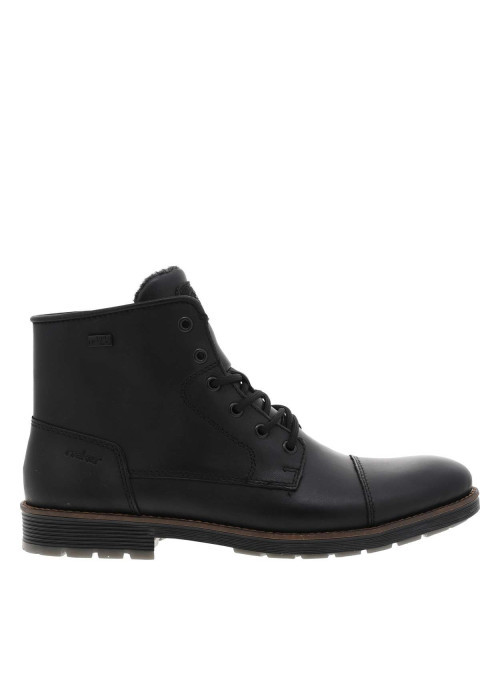 Bottines en cuir noires à talon décroché bas avec des lacets et un zip latéral