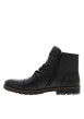 Thumbnail Bottines en cuir noires à talon décroché bas avec des lacets et un zip latéral - Image 2