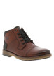 Thumbnail Bottines en cuir cognac à talon plat avec un zip et des lacets ronds - Image 3