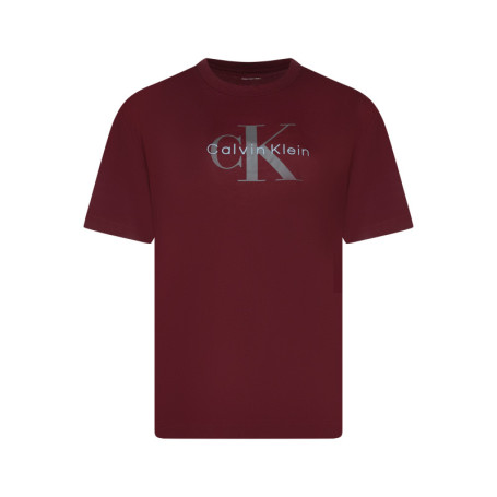 T-shirt en coton bordeaux à coupe droite avec...