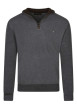 Thumbnail Pull en coton anthracite uni coupe ajustée avec un col camionneur