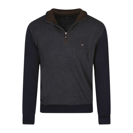Pull bleu marine et gris à coupe droite avec un...