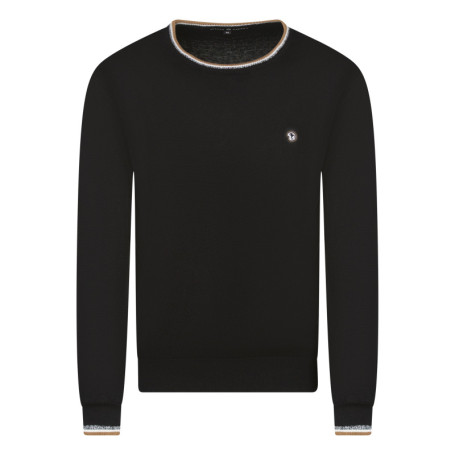 Pull en coton noir uni coupe ajustée et un logo...