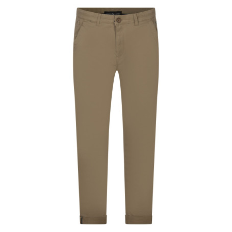 Pantalon chino en coton beige uni avec une...