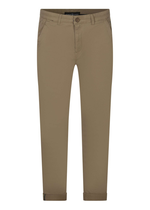 Pantalon chino en coton beige uni avec une coupe regular fit