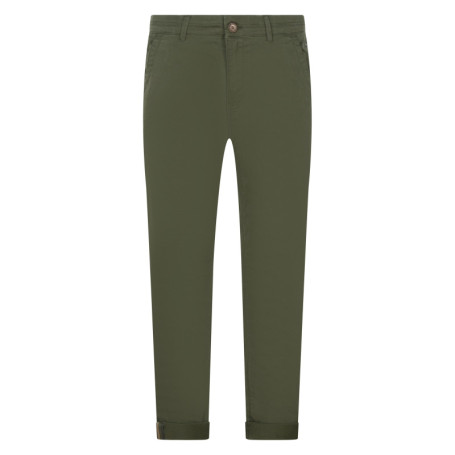 Pantalon chino en coton kaki uni avec une coupe...
