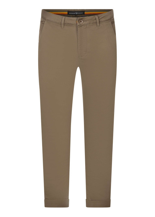 Pantalon chino en coton taupe uni avec une coupe regular fit