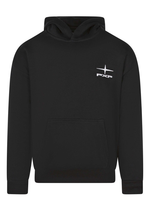 Sweat en coton noir uni coupe ajustée avec une poche kangourou