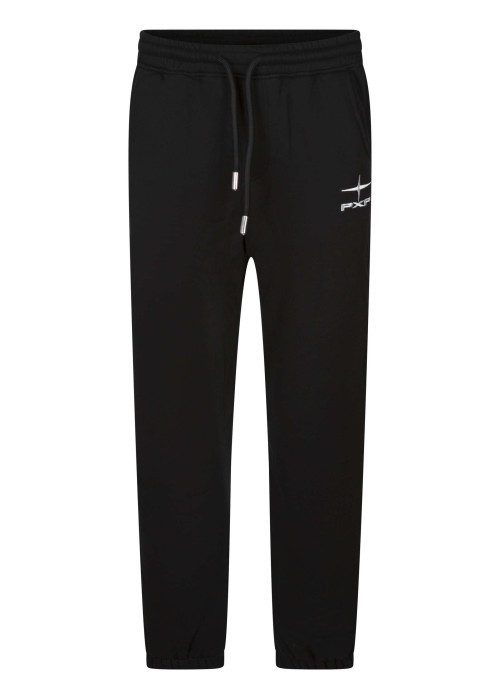 Pantalon Jogging en coton noir uni coupe ajustée avec un logo brodé