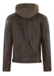 Thumbnail Blouson en cuir marron uni coupe ajustée col à capuche et fermeture zippée - Image 2