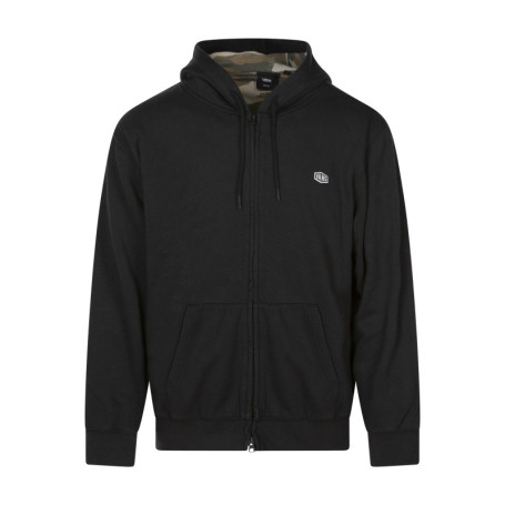 Sweat zippé en coton mélangé noir uni coupe...