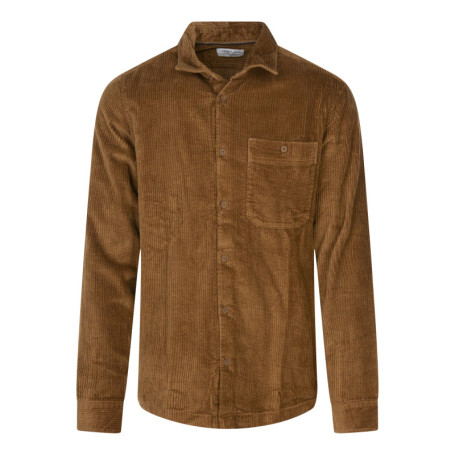 Chemise en coton camel unie coupe regular fit...