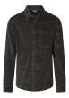 Thumbnail Chemise en coton kaki unie coupe regular fit avec un col à revers