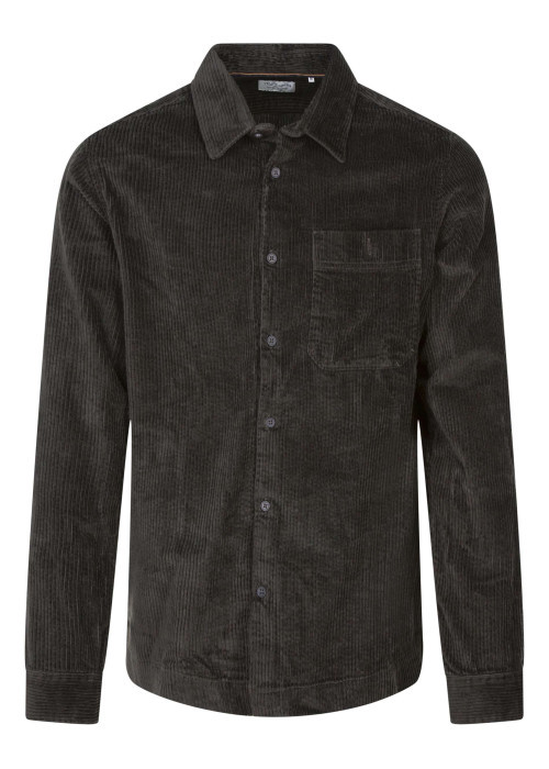 Chemise en coton kaki unie coupe regular fit avec un col à revers