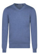 Thumbnail Pull en coton bleu uni coupe ajustée avec un logo en relief sur la poitrine