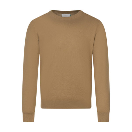 Pull en coton mélangé camel uni coupe regular...