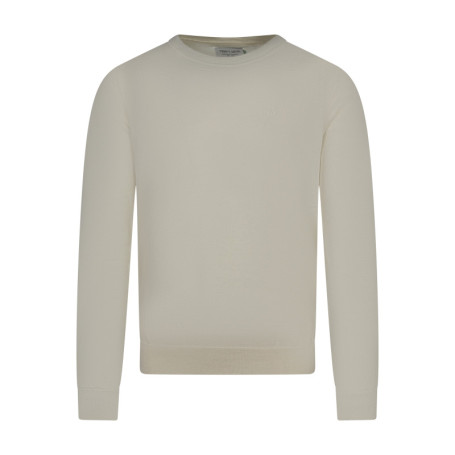 Pull en coton mélangé écru uni coupe regular...