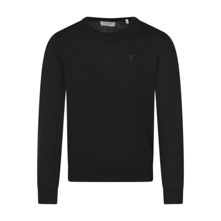 Pull en coton mélangé noir uni coupe regular...