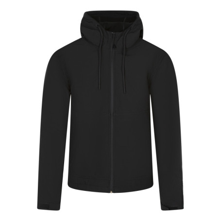 Blouson noir uni coupe ajustée col à capuche...