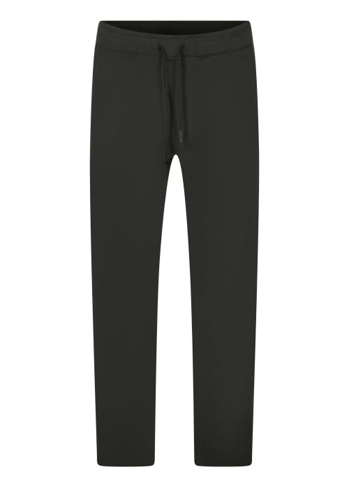 Pantalon jogging en coton mélangé kaki uni avec une coupe regular fit
